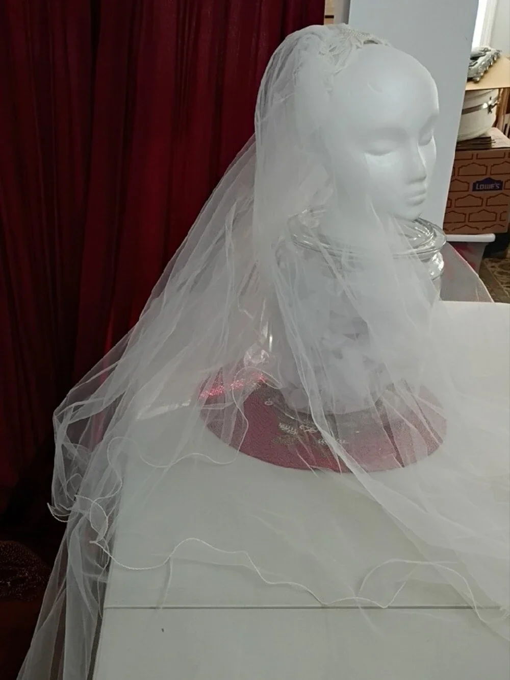 Vintage White Bridal Veil with Decorative Headband
